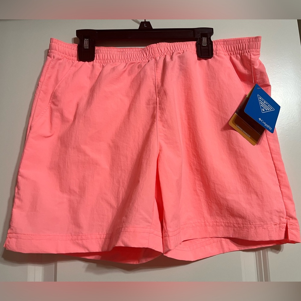 **New Columbia girls Neon Pink Athletic Washed Out Shorts** Size Large**